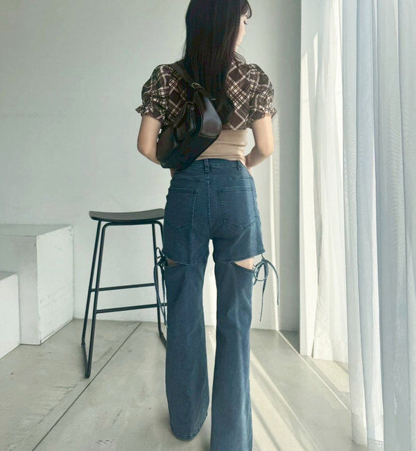  「サイドあき美脚ストレッチデニム」|その他|
