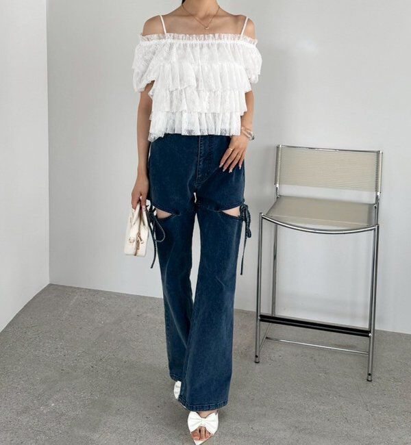  「サイドあき美脚ストレッチデニム」|その他|