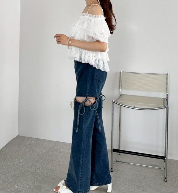  「サイドあき美脚ストレッチデニム」|その他|