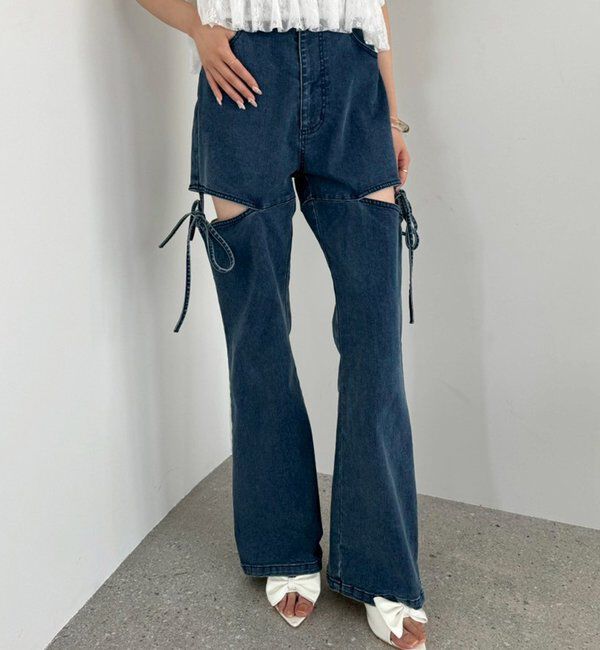  「サイドあき美脚ストレッチデニム」|その他|