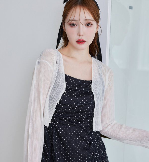  「ホック付きシアーカーデ」|ニット・セーター|オフホワイト