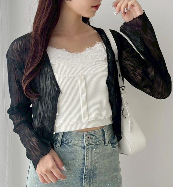  「ホック付きシアーカーデ」|ニット・セーター|