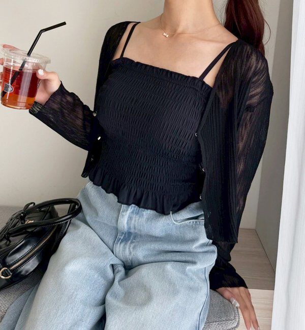  「ホック付きシアーカーデ」|ニット・セーター|