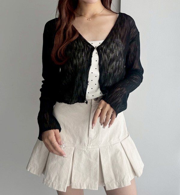  「ホック付きシアーカーデ」|ニット・セーター|