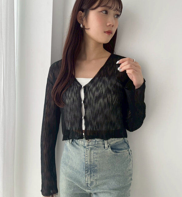  「ホック付きシアーカーデ」|ニット・セーター|