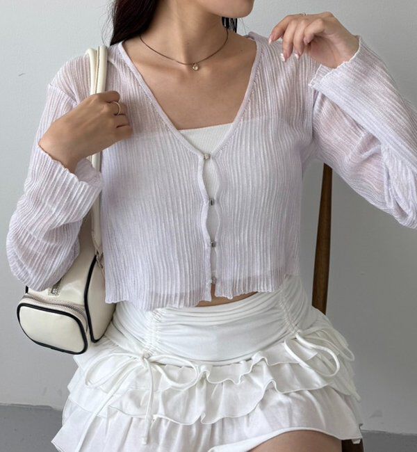  「ホック付きシアーカーデ」|ニット・セーター|