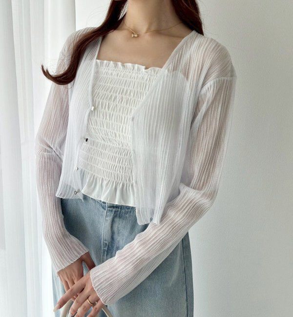  「ホック付きシアーカーデ」|ニット・セーター|