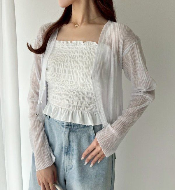  「ホック付きシアーカーデ」|ニット・セーター|