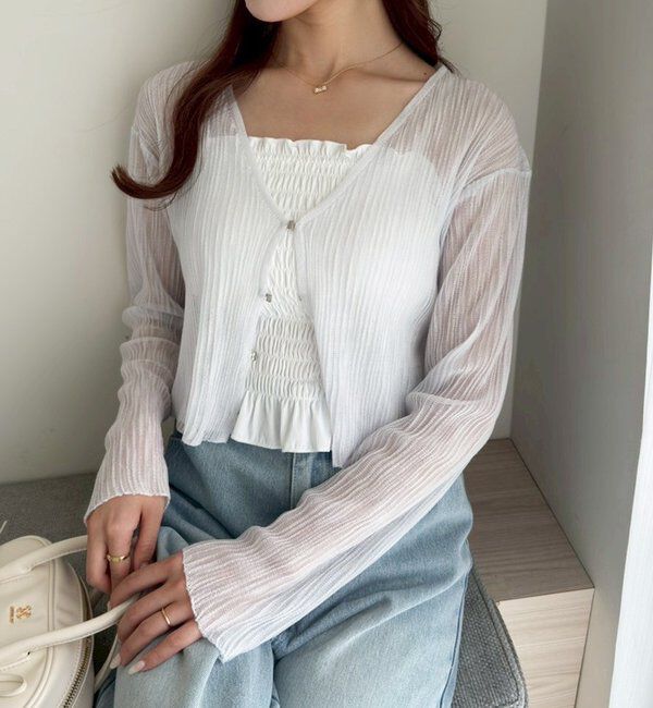  「ホック付きシアーカーデ」|ニット・セーター|