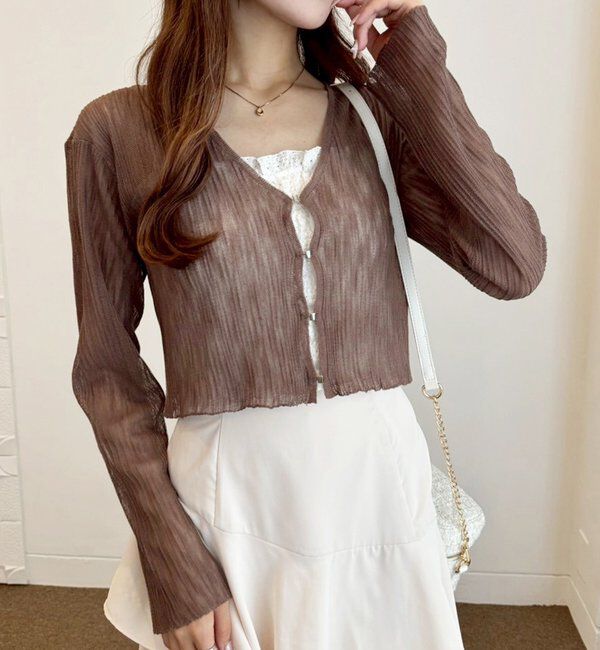  「ホック付きシアーカーデ」|ニット・セーター|