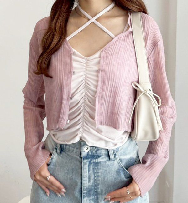  「ホック付きシアーカーデ」|ニット・セーター|