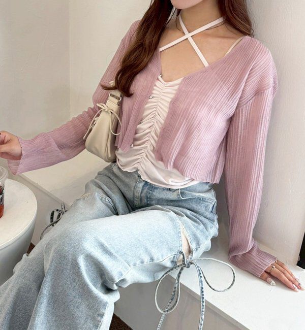  「ホック付きシアーカーデ」|ニット・セーター|