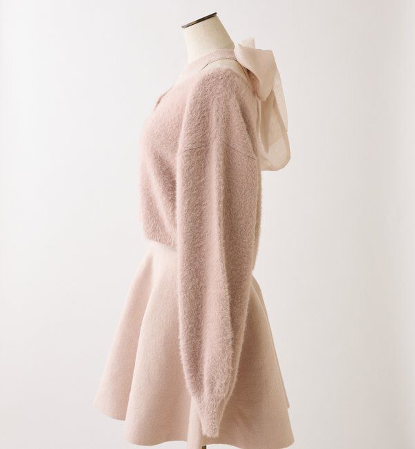  「2wayファザーカーデSET後ろリボンニットミニワンピ」|ワンピース|