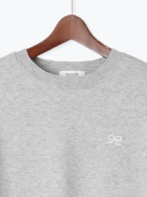 Te chichi TERRASSE「リボン刺繍クルーネックニット」|ニット・セーター|