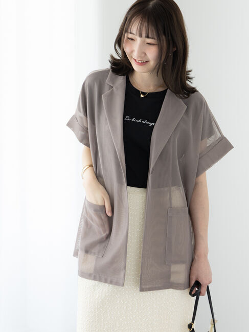 Te chichi TERRASSE「ハーフスリーブメッシュジャケット」|その他|グレー