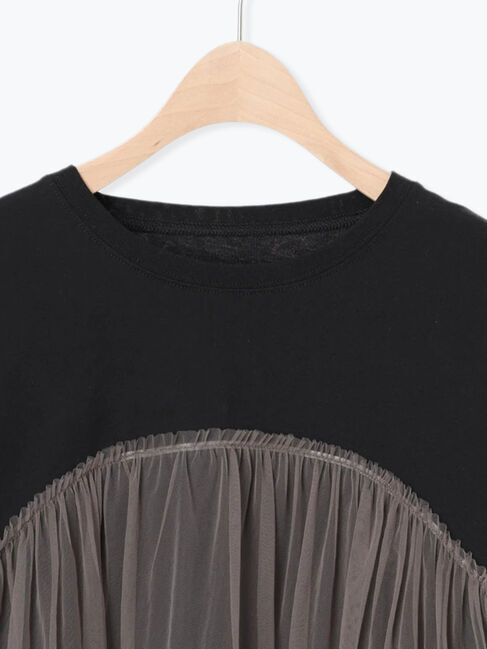 Samansa Mos2「チュールドッキングカットソー」|Tシャツ・カットソー|