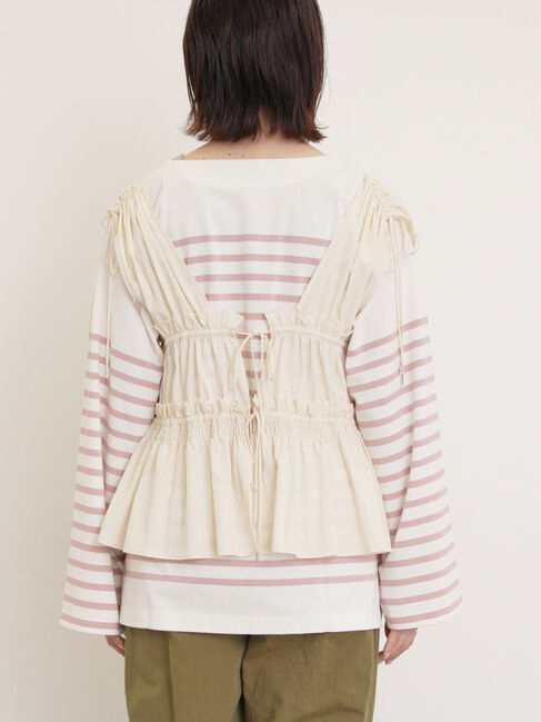 Samansa Mos2「前後2WAYシャーリングリボンベスト」|ダウンベスト・ベスト|