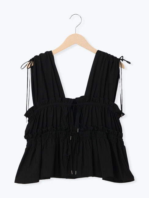 Samansa Mos2「前後2WAYシャーリングリボンベスト」|ダウンベスト・ベスト|