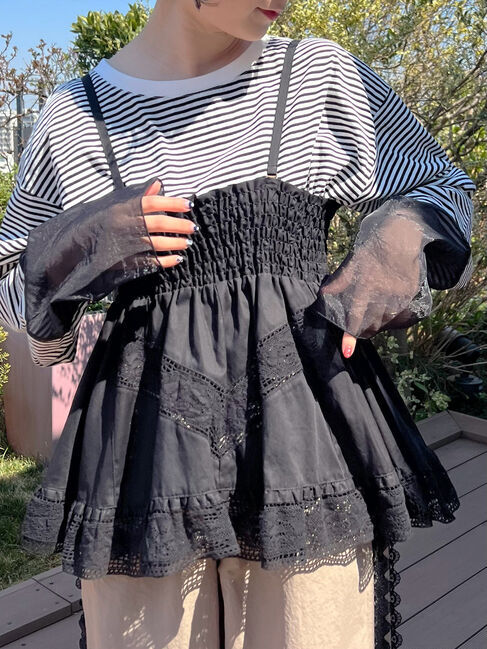 Samansa Mos2「2WAYレースビスチェ」|シャツ・ブラウス|ブラック