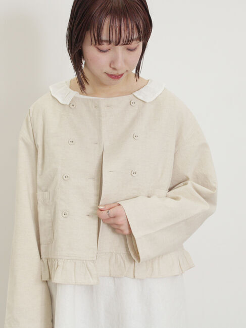 Samansa Mos2「綿麻裾フリルダブルボタンショートジャケット」|その他|キナリ