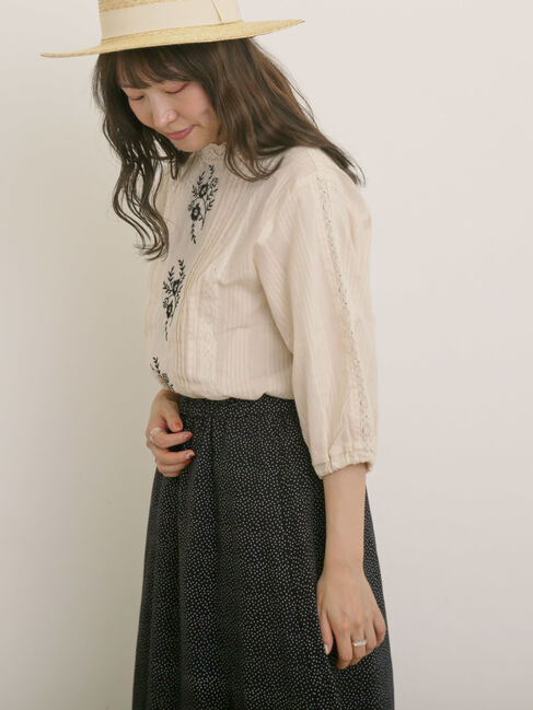 Samansa Mos2「フラワー柄刺繍レースブラウス」|シャツ・ブラウス|