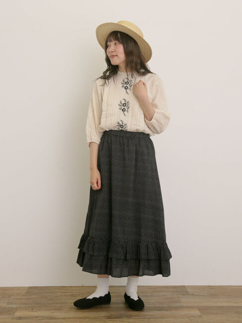 Samansa Mos2「フラワー柄刺繍レースブラウス」|シャツ・ブラウス|