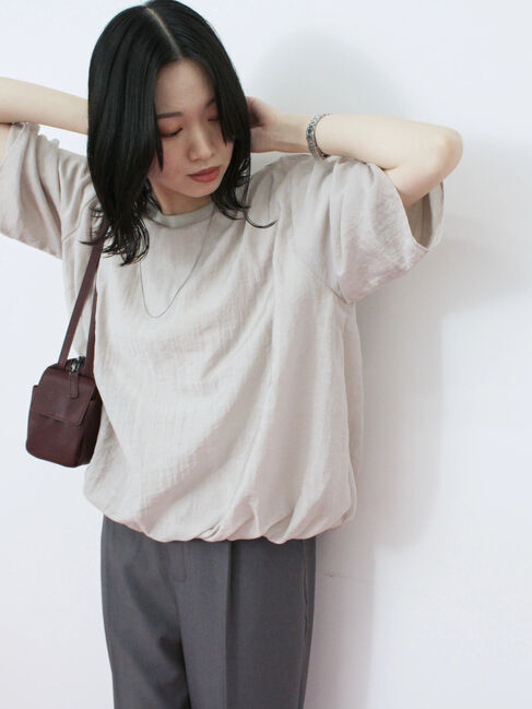 Samansa Mos2 blue「裾バルーンTシャツ」|Tシャツ・カットソー|