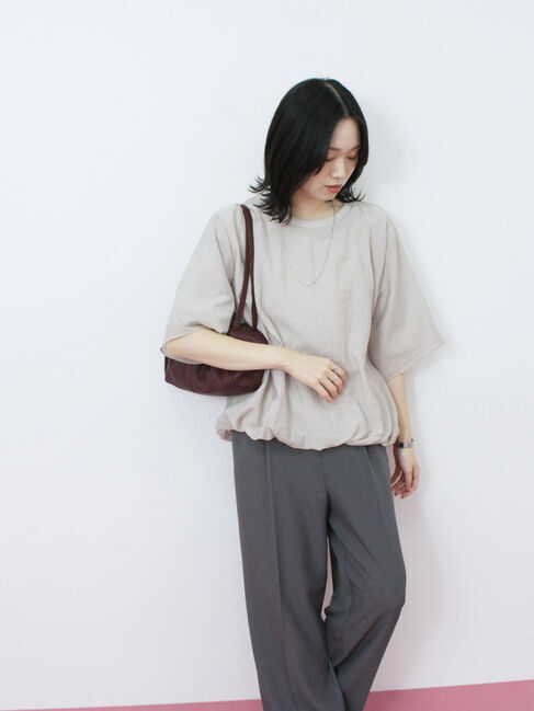 Samansa Mos2 blue「裾バルーンTシャツ」|Tシャツ・カットソー|