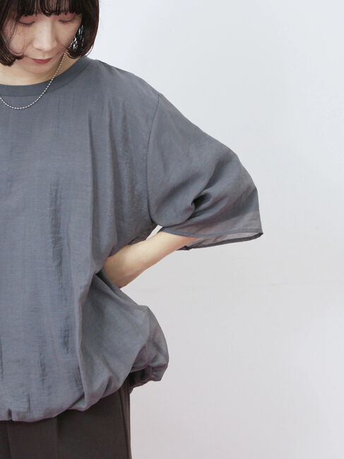 Samansa Mos2 blue「裾バルーンTシャツ」|Tシャツ・カットソー|