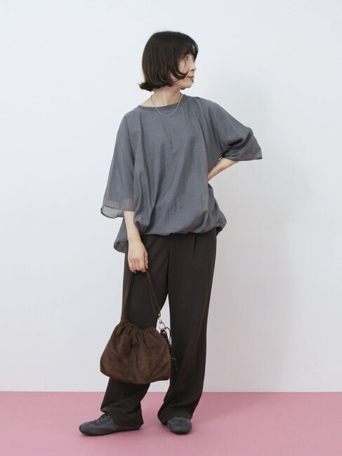 Samansa Mos2 blue「裾バルーンTシャツ」|Tシャツ・カットソー|