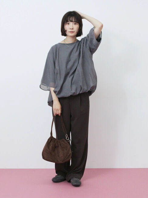 Samansa Mos2 blue「裾バルーンTシャツ」|Tシャツ・カットソー|