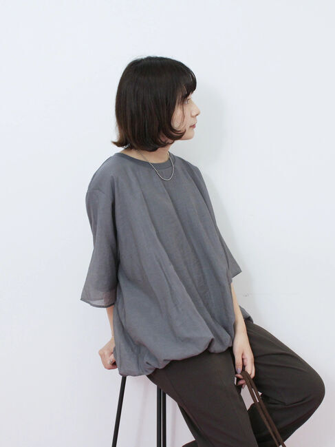 Samansa Mos2 blue「裾バルーンTシャツ」|Tシャツ・カットソー|