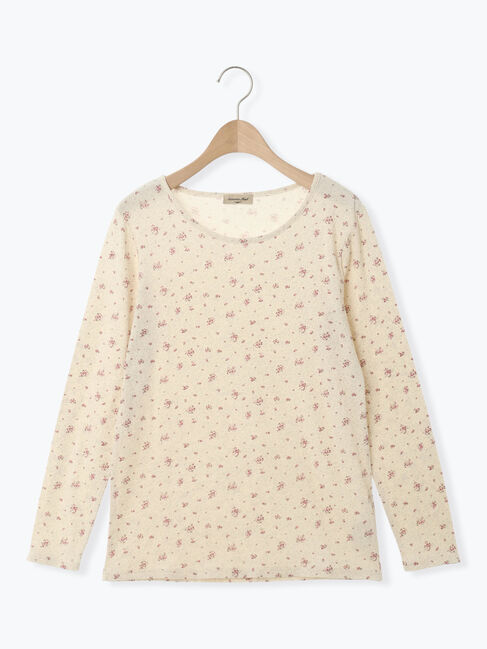 Samansa Mos2「【吸湿発熱】ベア天花柄クルーネック」|Tシャツ・カットソー|