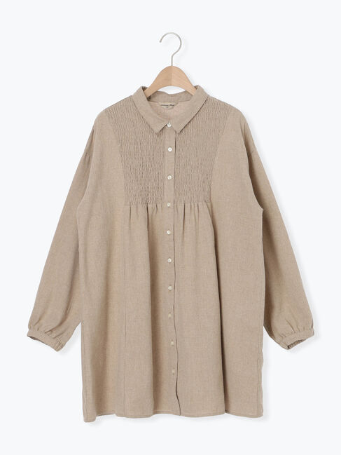 Samansa Mos2「シャーリング切替チュニック」|シャツ・ブラウス|モカ