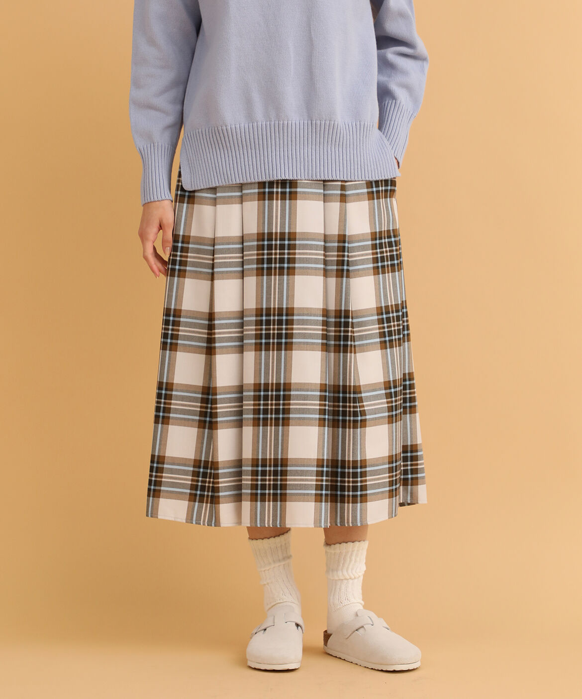 DAY by DAY it&rsquo;s international「サイドギャザータックチェックスカート」|フレア|アイボリー2