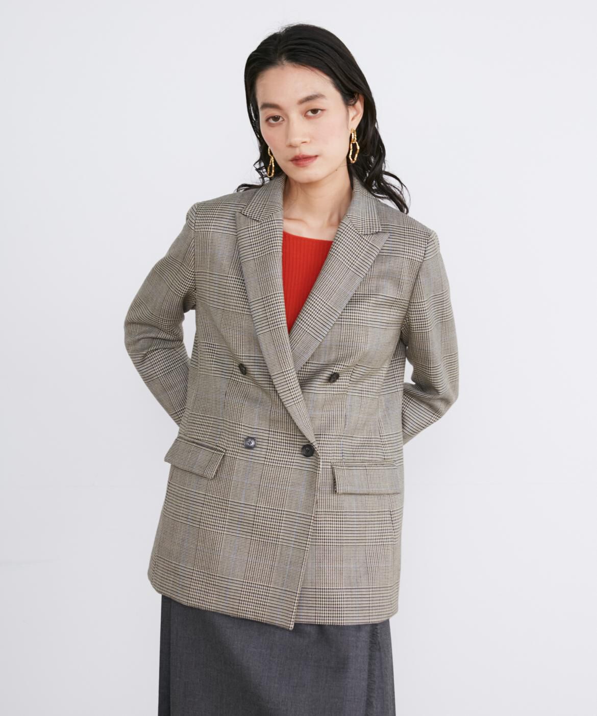 INED「《大きいサイズ》定番ダブルブレストジャケット」|テーラードジャケット|