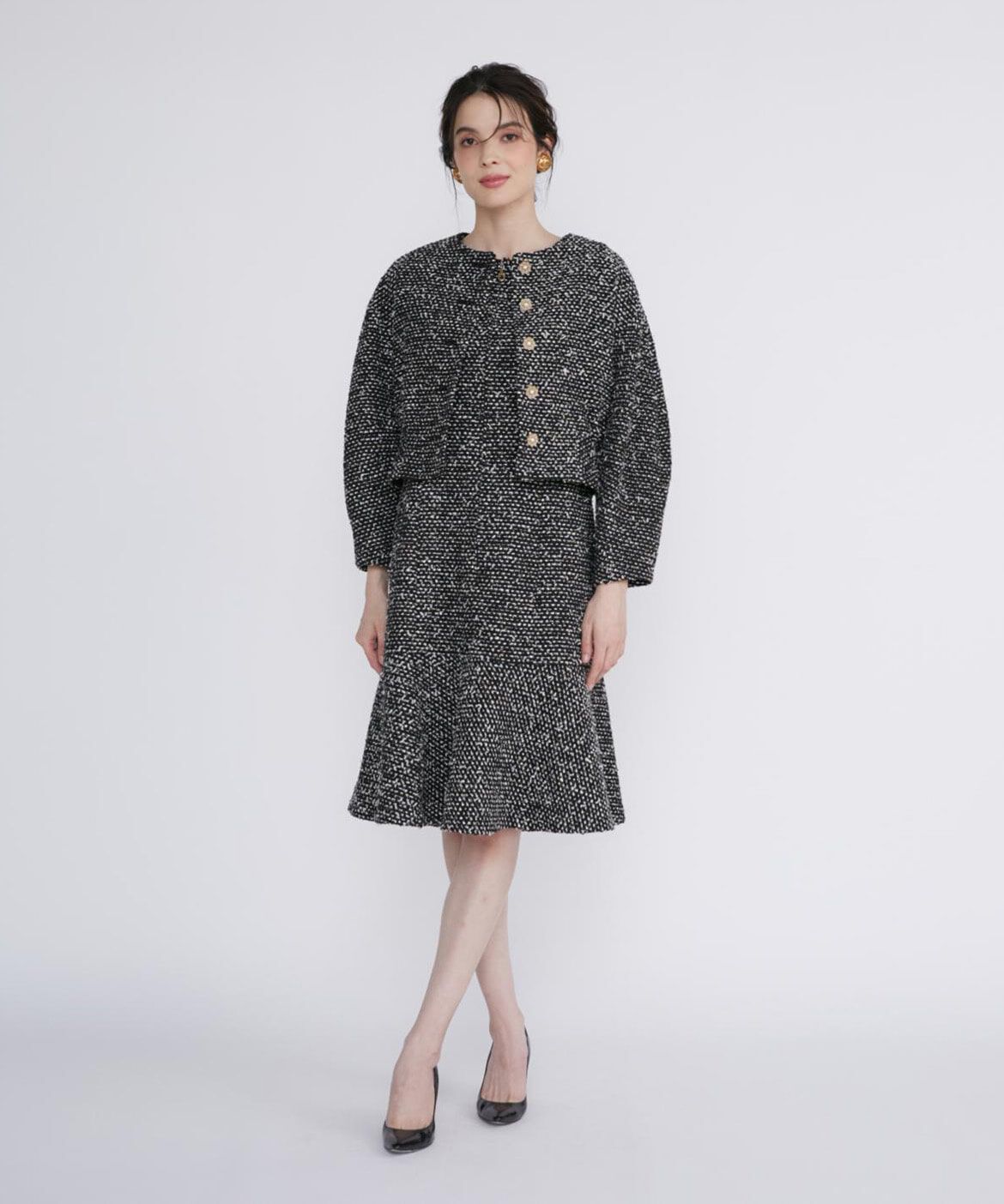 Maglie le cassetto「《大きいサイズ》スパンコールツイードワンピース《M Maglie le cassetto》」|ワンピース|