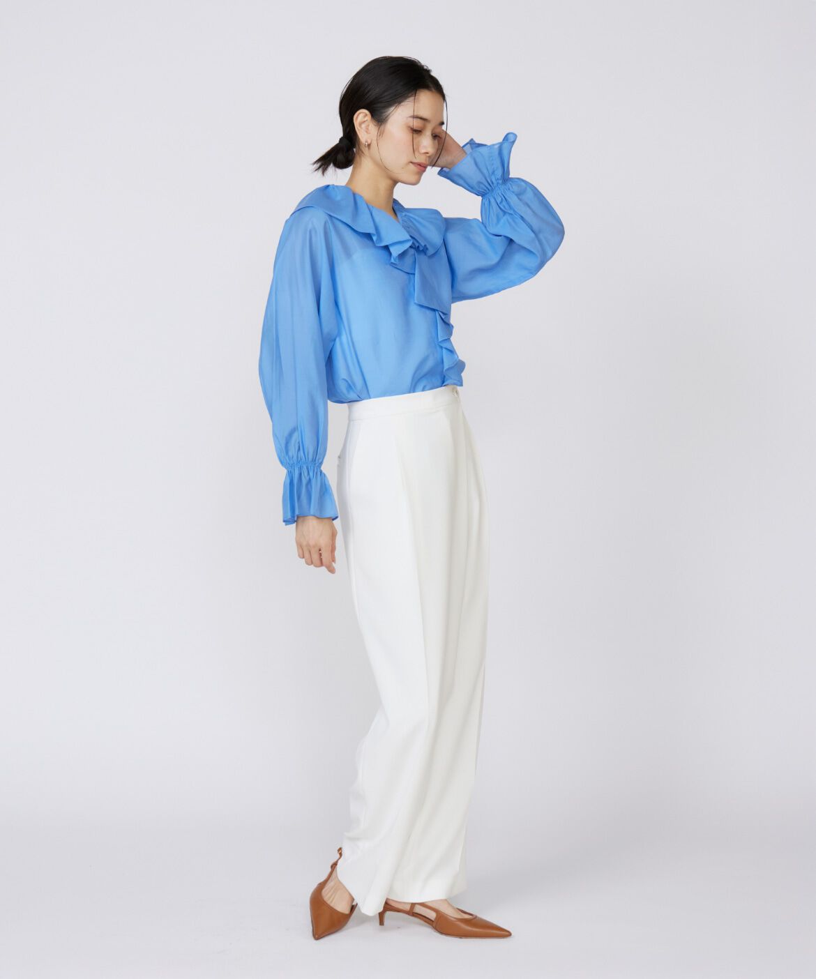 INED「シャイニーローンフリルブラウス」|シャツ・ブラウス|