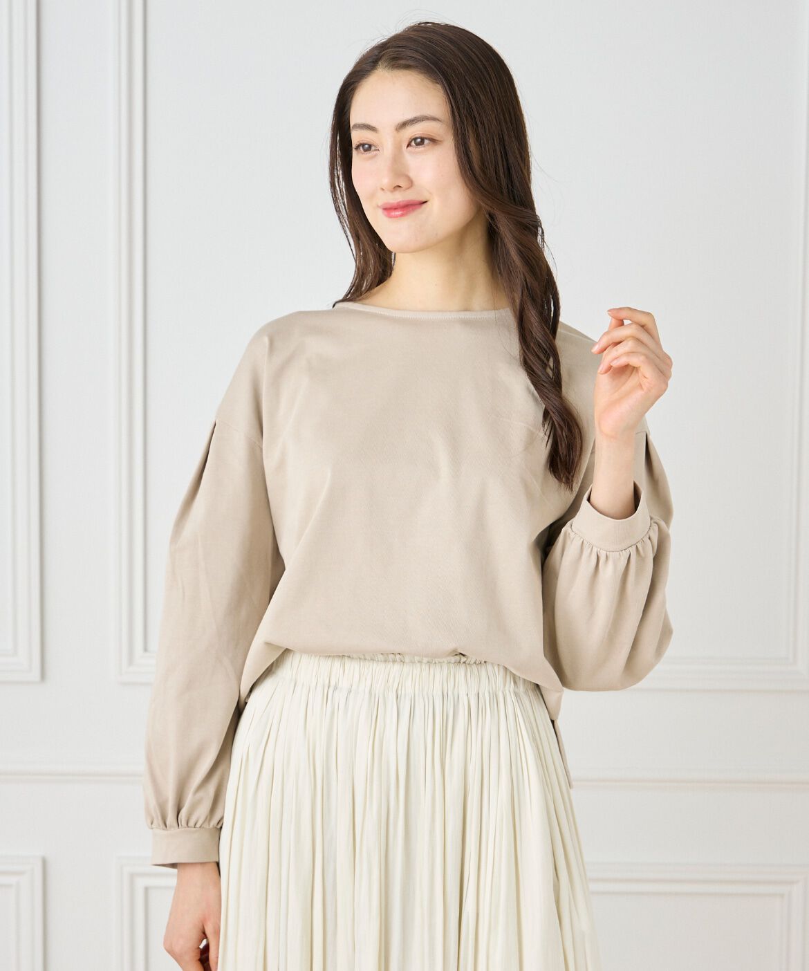 7-IDconcept.「ボリューム袖プルオーバー」|Tシャツ・カットソー|ベージュ2