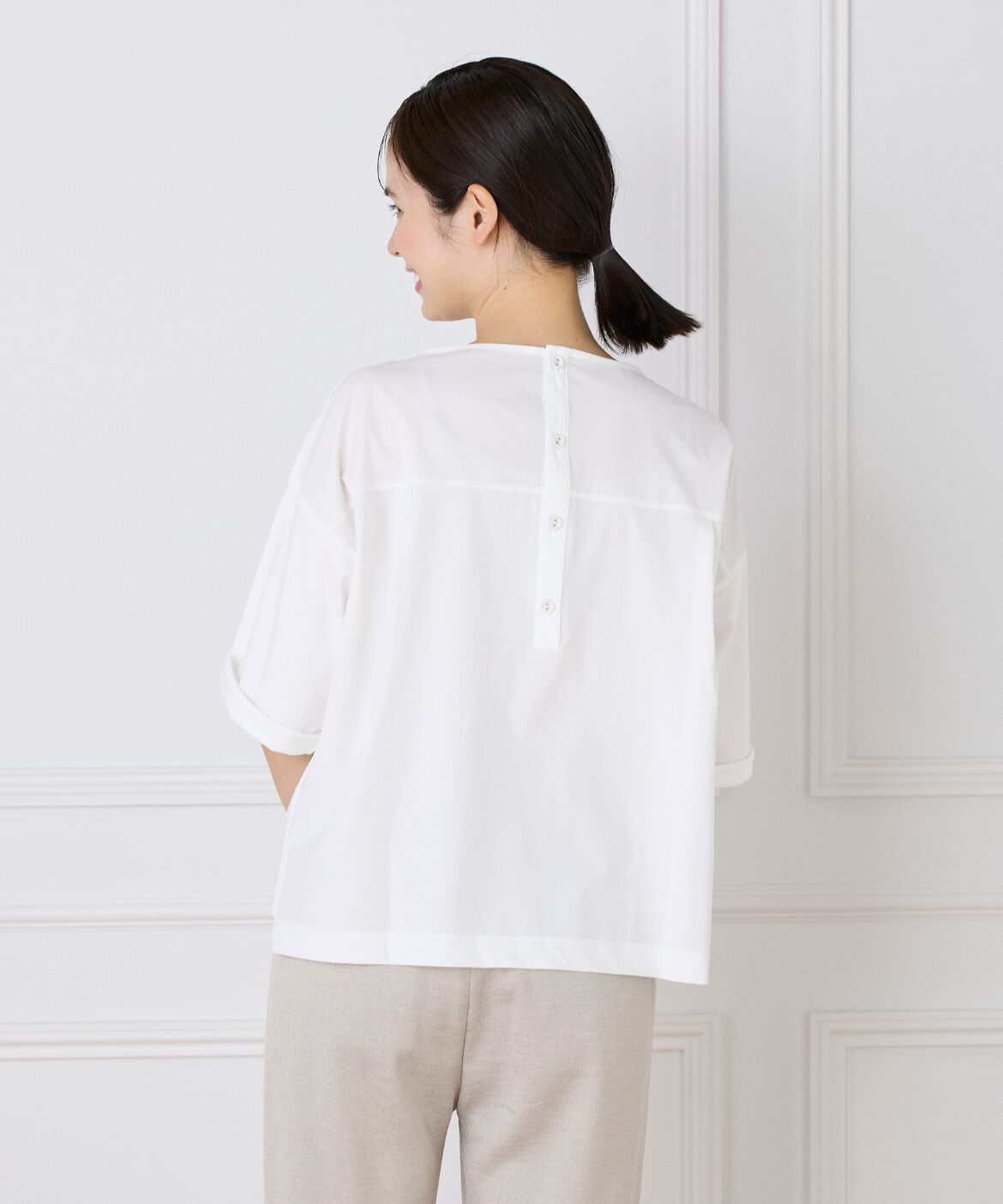 7-IDconcept.「《大きいサイズ》布帛コンビネーションTシャツ」|Tシャツ・カットソー|