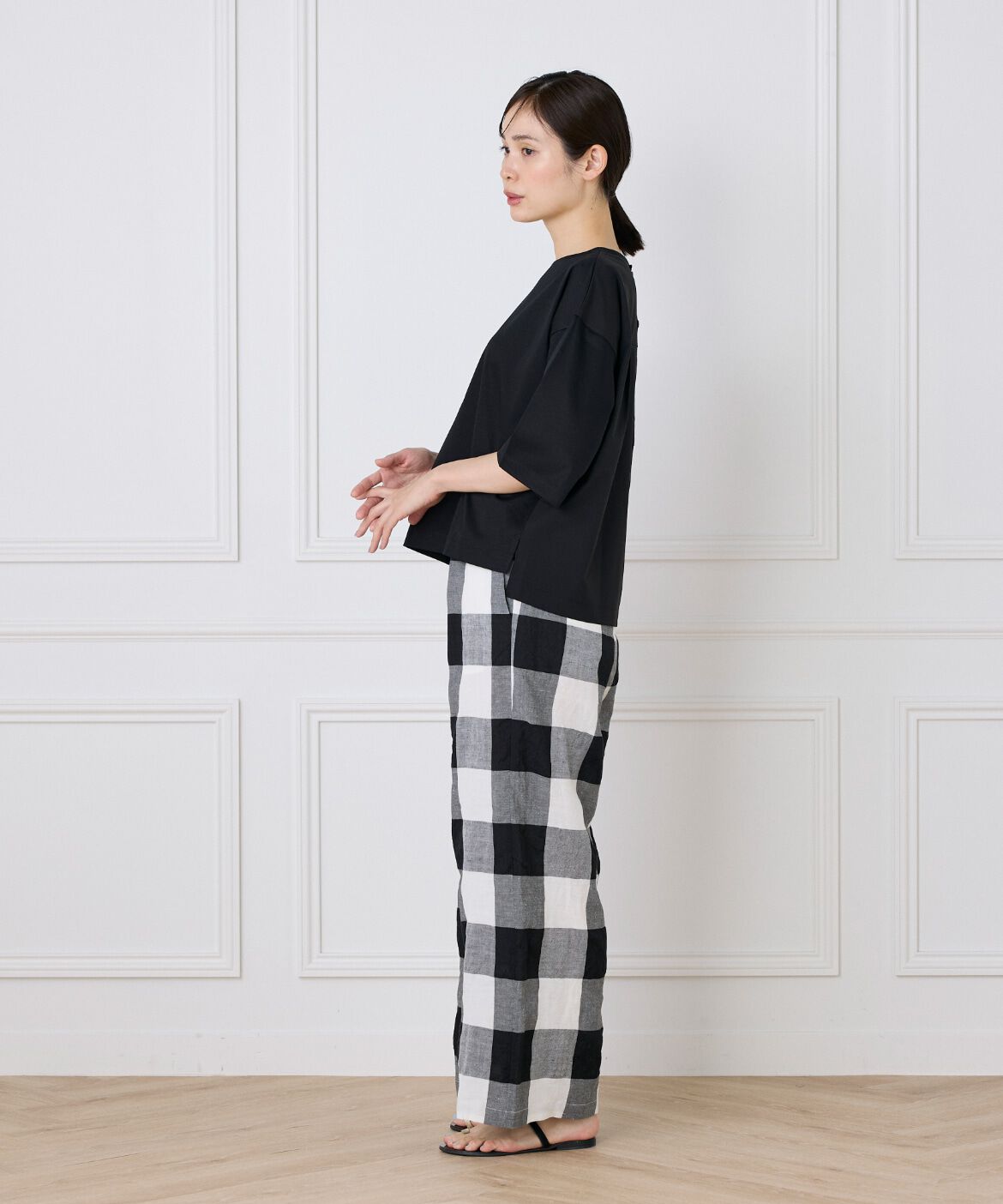 7-IDconcept.「《大きいサイズ》布帛コンビネーションTシャツ」|Tシャツ・カットソー|