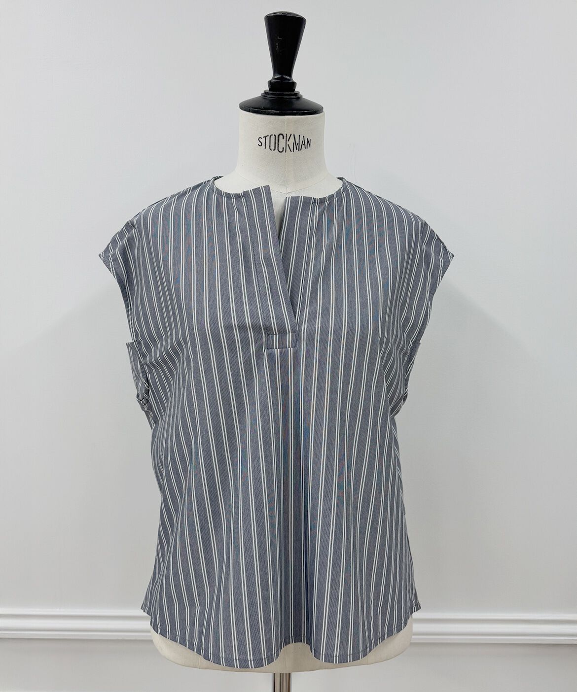 INED「《大きいサイズ》ストライプスキッパーデザイントップス」|Tシャツ・カットソー|ネイビー