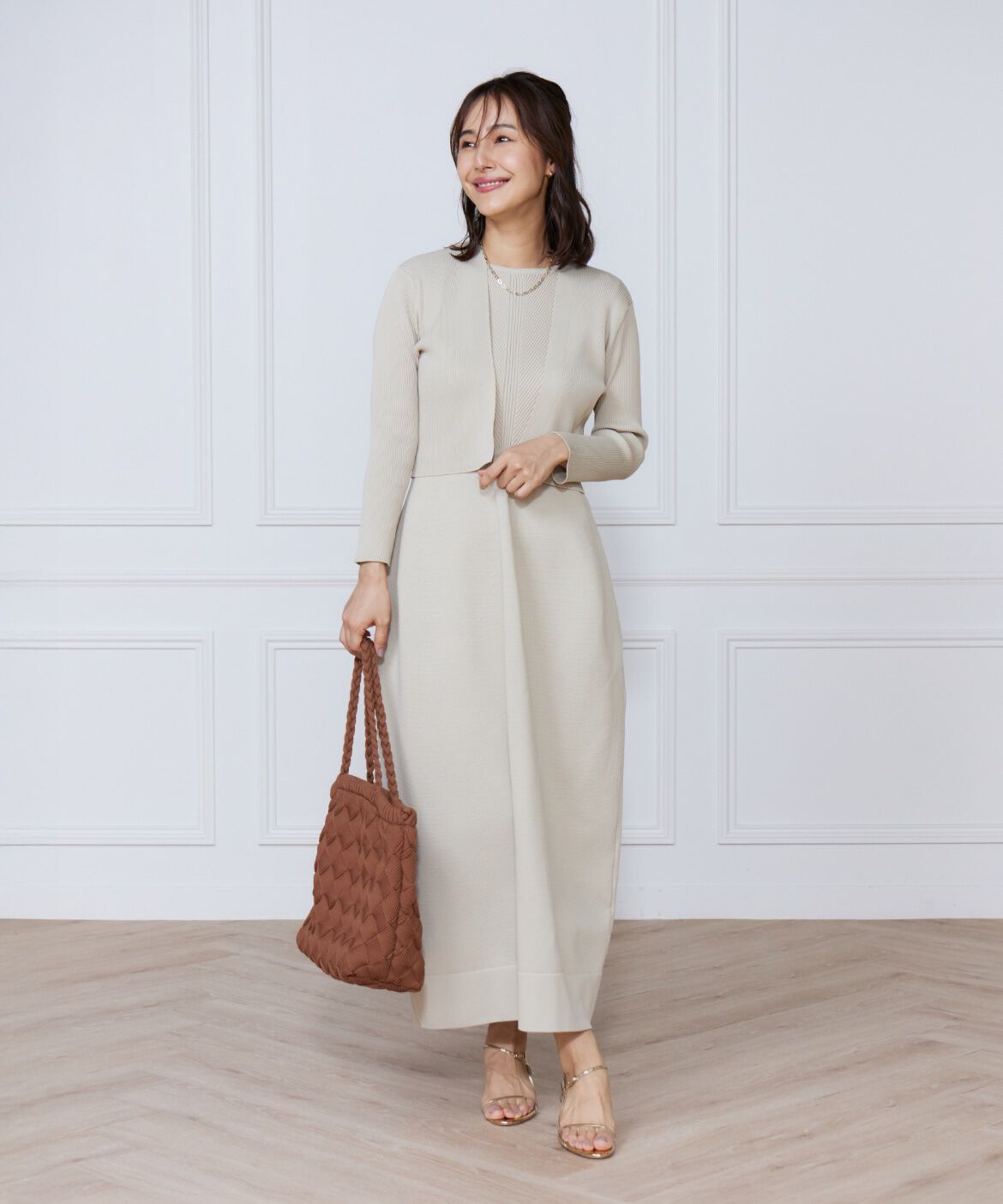 ef-de Black「リブ&times;天竺ベルシェイプニットワンピース」|ワンピース|