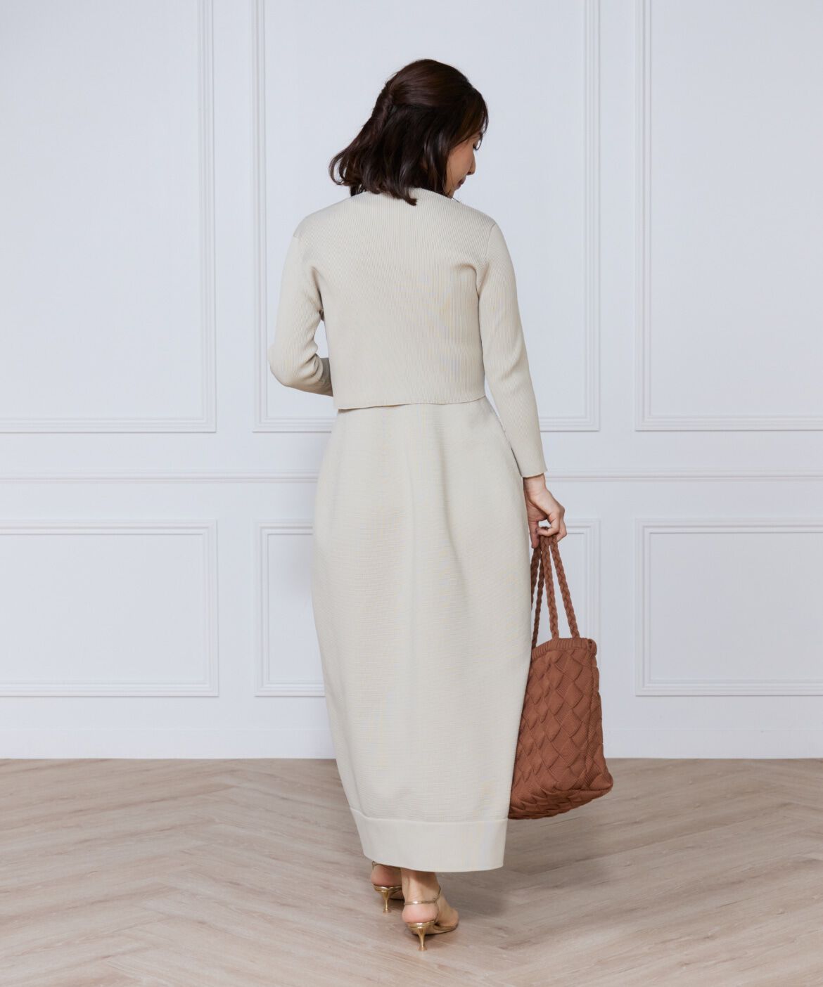 ef-de Black「リブ&times;天竺ベルシェイプニットワンピース」|ワンピース|