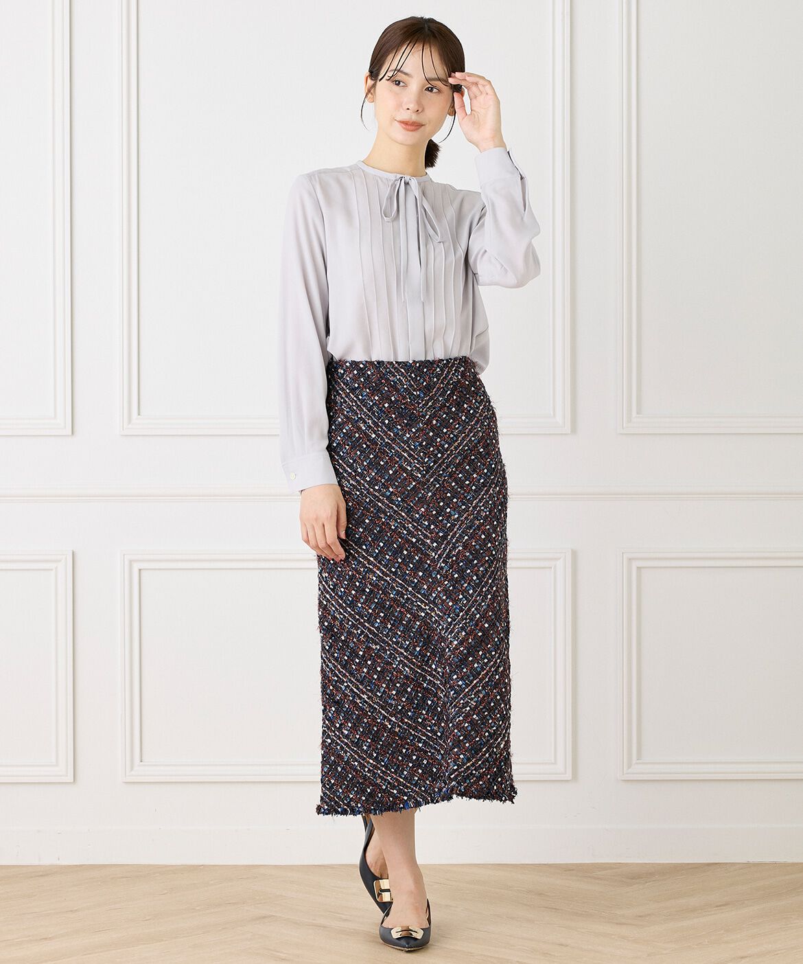 INED「ピンタックボウタイブラウス」|シャツ・ブラウス|