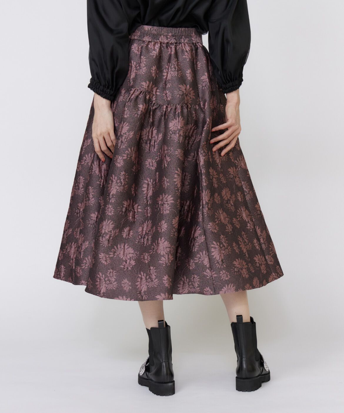 Maglie le cassetto「《大きいサイズ》フラワージャガードスカート」|フレア|