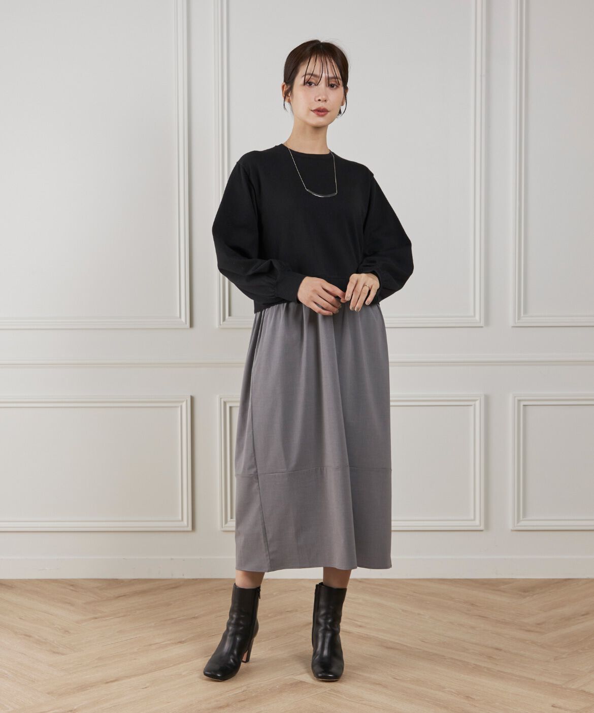 Le Souk「《大きいサイズ》異素材コンビネーションワンピース」|ワンピース|