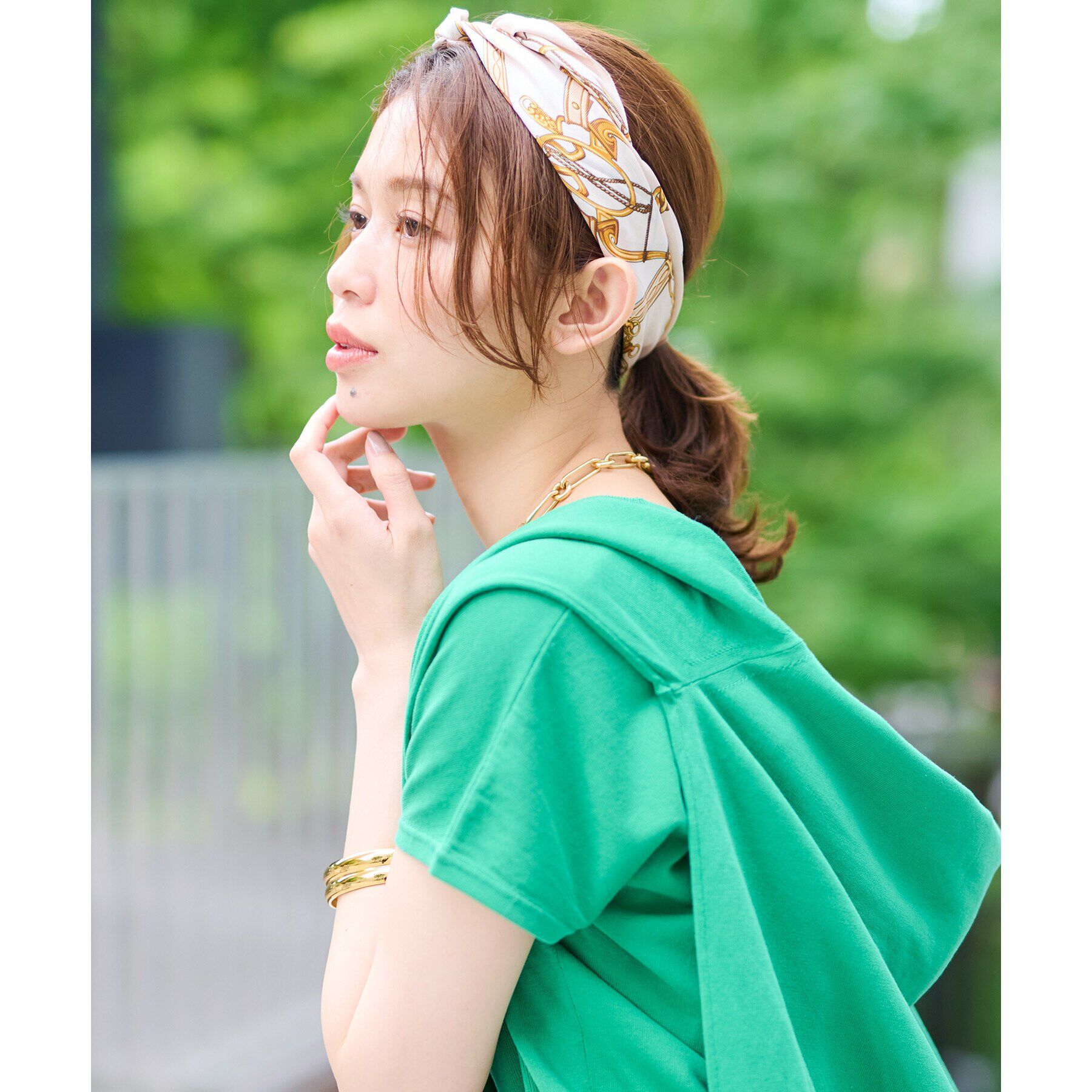 UNTITLED「【手洗い／58cm正方形】ベルトプリントスカーフ」|ストール|