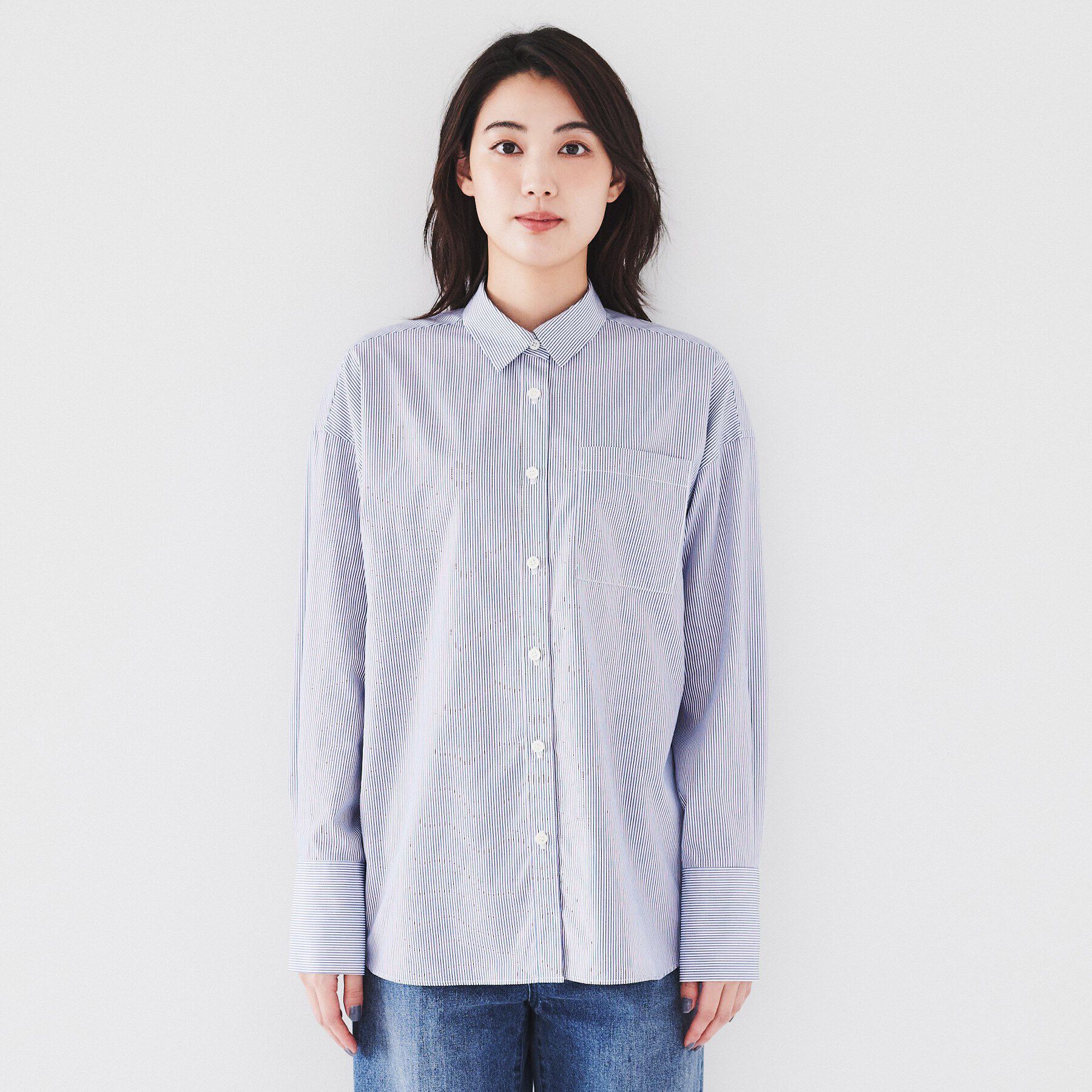 UNTITLED「【ニットと重ね着にもおすすめ】ワイドシルエットストライプシャツ」|シャツ・ブラウス|