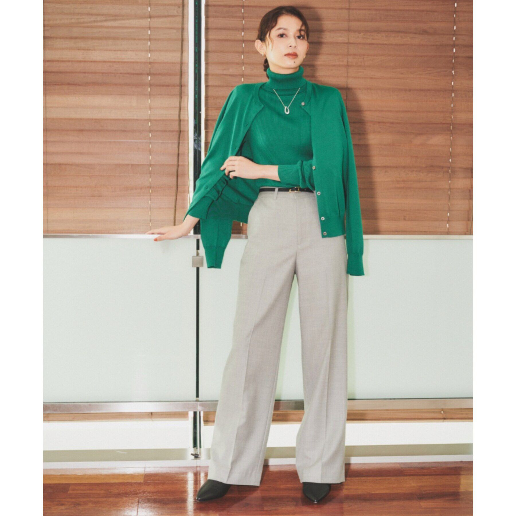 UNTITLED「ウール クルーネックニットカーディガン」|カーディガン|